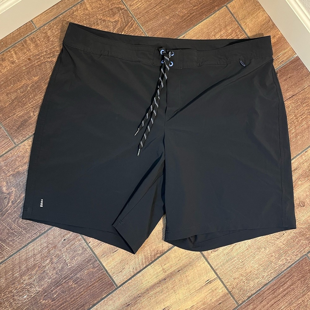 Lands End Swim Trunks Men's Size 22W Lined 9" Shorts Black 2XL